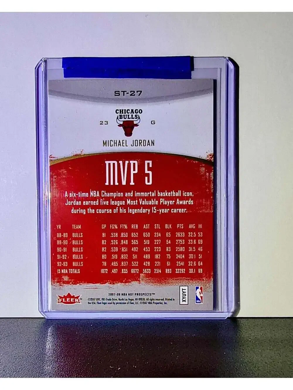 Michael Jordan 2007-08 Fleer Hot Prospects Stat Tracker ST-27 Card Chicago Bulls